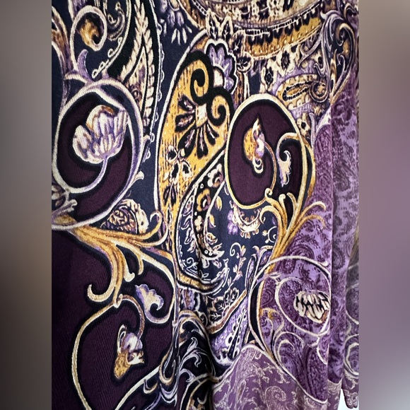Chicos Cardigan Sweater Womens Purple Paisley Open Long Sleeve Boho Hippie Med 2 - Picture 12 of 14